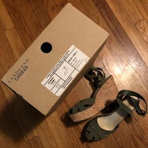Lands’ End Canvas - High Cork Ankle Strap Wedges